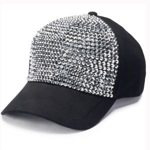 Rhinestone Bling Sparkle Black Cap Hat Embellish